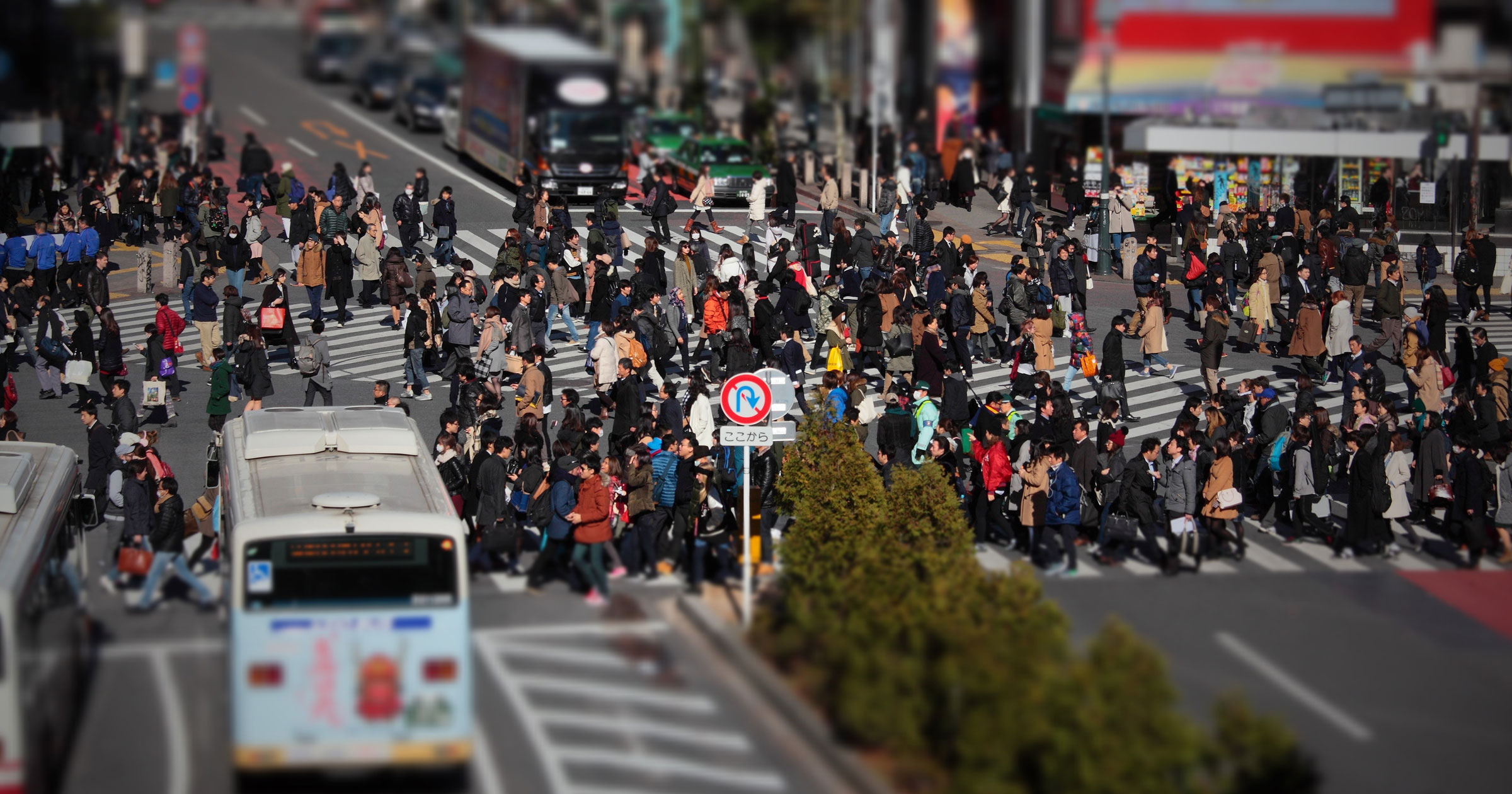 crowded crosswalk